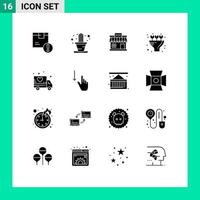 Universal Icon Symbols Group of 16 Modern Solid Glyphs of love present shop flowers market Editable Vector Design Elements