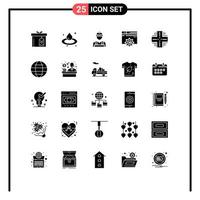 Pack of 25 creative Solid Glyphs of datacenter computing builder setting design Editable Vector Design Elements