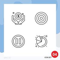 Set of 4 Vector Filledline Flat Colors on Grid for business music hand line analytics Editable Vector Design Elements