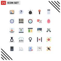 Flat Color Pack of 25 Universal Symbols of press mic social media decoration Editable Vector Design Elements