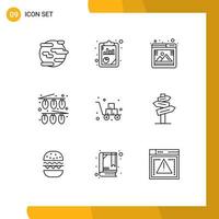 Modern Set of 9 Outlines Pictograph of box decorations seo analysis christmas browser Editable Vector Design Elements