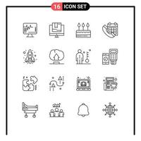 Universal Icon Symbols Group of 16 Modern Outlines of date calendar technology colander holiday Editable Vector Design Elements