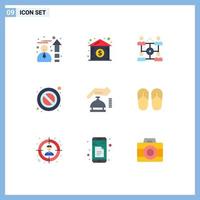 Universal Icon Symbols Group of 9 Modern Flat Colors of beach cyber people alarm warning Editable Vector Design Elements