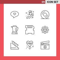 9 Creative Icons Modern Signs and Symbols of setting sd disk memory machine Editable Vector Design Elements