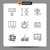 Mobile Interface Outline Set of 9 Pictograms of day real search house estate Editable Vector Design Elements