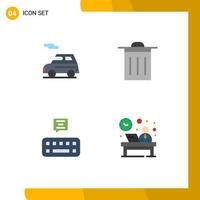 Mobile Interface Flat Icon Set of 4 Pictograms of auto mail vehicle ui front Editable Vector Design Elements