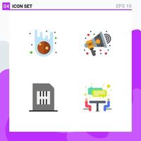 Set of 4 Commercial Flat Icons pack for asteroids devices ads speaker phone Editable Vector Design Elements