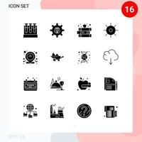 Set of 16 Vector Solid Glyphs on Grid for address science programming lab apple Editable Vector Design Elements