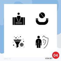 Group of 4 Solid Glyphs Signs and Symbols for customer sort social handset insurance Editable Vector Design Elements