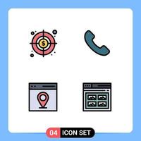 Editable Vector Line Pack of 4 Simple Filledline Flat Colors of business user phone communication page Editable Vector Design Elements