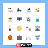 Set of 16 Modern UI Icons Symbols Signs for exchange converter skates night music Editable Pack of Creative Vector Design Elements