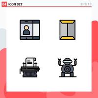 Universal Icon Symbols Group of 4 Modern Filledline Flat Colors of mobile marketing window closet typewriter Editable Vector Design Elements