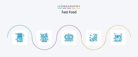 Fast Food Blue 5 Icon Pack Including food. tea. sweet. coffee. junk vector
