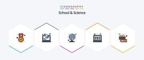 School And Science 25 FilledLine icon pack including glasses. tubes. education. laboratory. chemical vector