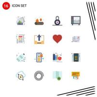 16 Thematic Vector Flat Colors and Editable Symbols of newsletter news padlock medicine heart Editable Pack of Creative Vector Design Elements