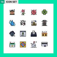 Modern Set of 16 Flat Color Filled Lines and symbols such as like heart nature information question Editable Creative Vector Design Elements