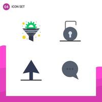 Set of 4 Modern UI Icons Symbols Signs for cog cursor gear lock pad comment Editable Vector Design Elements