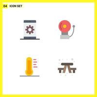 Editable Vector Line Pack of 4 Simple Flat Icons of engine ecology phone bell environment Editable Vector Design Elements