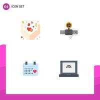 User Interface Pack of 4 Basic Flat Icons of care calender love construction love Editable Vector Design Elements