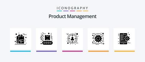 Product Management Glyph 5 Icon Pack Including time. scrum. product. development. target. Creative Icons Design vector