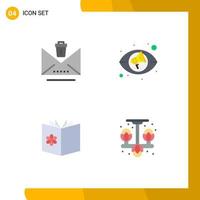 Editable Vector Line Pack of 4 Simple Flat Icons of delete learn trash views spa school Editable Vector Design Elements