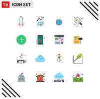 Group of 16 Flat Colors Signs and Symbols for cancer world page global communication Editable Pack of Creative Vector Design Elements