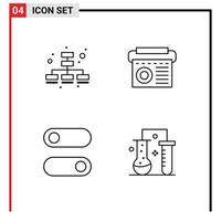 Mobile Interface Line Set of 4 Pictograms of business toggle device radio chemistry Editable Vector Design Elements