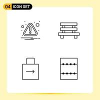 Set of 4 Modern UI Icons Symbols Signs for alert arrow attention element lock pad Editable Vector Design Elements