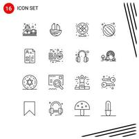 Group of 16 Modern Outlines Set for job curriculum air vegetable food Editable Vector Design Elements