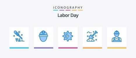 Labor Day Blue 5 Icon Pack Including labour man. labour. labour. gardening. teeth. Creative Icons Design vector