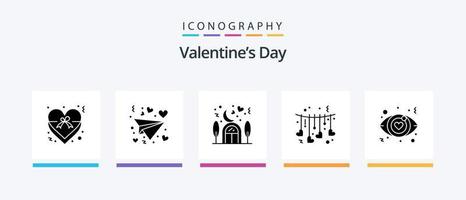 Valentines Day Glyph 5 Icon Pack Including love sign. dating. house. valentine. heart. Creative Icons Design vector