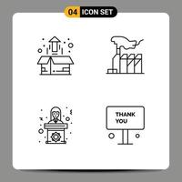 Group of 4 Modern Filledline Flat Colors Set for box lobbying plant despotism speech Editable Vector Design Elements