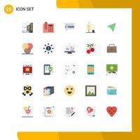 Mobile Interface Flat Color Set of 25 Pictograms of computer pin mom arrow recycling Editable Vector Design Elements