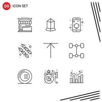 Modern Set of 9 Outlines and symbols such as up arrow crypto currency sweet food Editable Vector Design Elements
