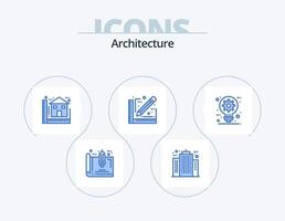 Architecture Blue Icon Pack 5 Icon Design. document. architect. company. house. construction vector