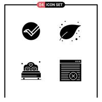 Pictogram Set of 4 Simple Solid Glyphs of vertcoin love crypto currency growth wedding Editable Vector Design Elements