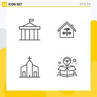 4 Creative Icons Modern Signs and Symbols of acropolis hammer court building building Editable Vector Design Elements