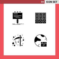 4 Universal Solid Glyphs Set for Web and Mobile Applications ad documents billboard archive axe Editable Vector Design Elements