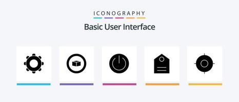 Basic Glyph 5 Icon Pack Including basic. tag. set. basic. power. Creative Icons Design vector