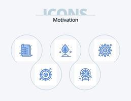 motivación azul icono paquete 5 5 icono diseño. . motivación. texto. engranaje. maceta vector