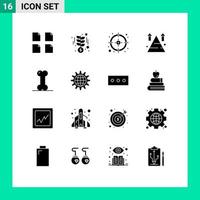 Pack of 16 Modern Solid Glyphs Signs and Symbols for Web Print Media such as human anatomy management top arrow Editable Vector Design Elements