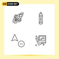 Pictogram Set of 4 Simple Filledline Flat Colors of startup sketch launch drawing copy Editable Vector Design Elements