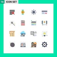 User Interface Pack of 16 Basic Flat Colors of payments credit card time card ship Editable Pack of Creative Vector Design Elements