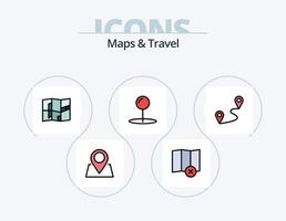 mapas y viaje línea lleno icono paquete 5 5 icono diseño. . . lugar. puntero. coordinar vector