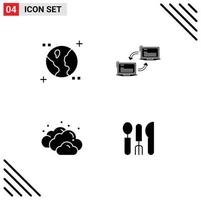 Pack of Modern Solid Glyphs Signs and Symbols for Web Print Media such as astronomy cloudy computer network cutlery Editable Vector Design Elements