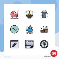 Set of 9 Modern UI Icons Symbols Signs for weather sound holiday sine wash Editable Vector Design Elements