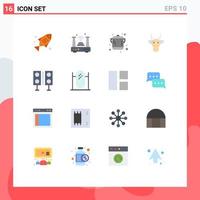 Set of 16 Modern UI Icons Symbols Signs for devices indian wifi bull adornment Editable Pack of Creative Vector Design Elements