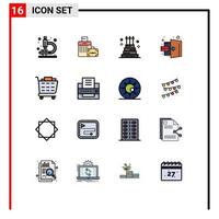 Set of 16 Modern UI Icons Symbols Signs for checkout out celebration logout door Editable Creative Vector Design Elements