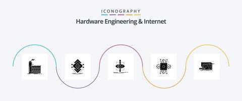 Hardware Engineering And Internet Glyph 5 Icon Pack Including microchip. chip. science. science. pollution vector