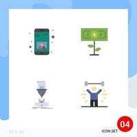 4 Universal Flat Icons Set for Web and Mobile Applications app engineering mobile plant laser Editable Vector Design Elements